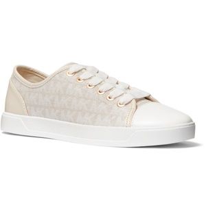 MICHAEL KORS Womens Beige Logo Comfort Mk City Cap Toe Lace-Up Sneakers
